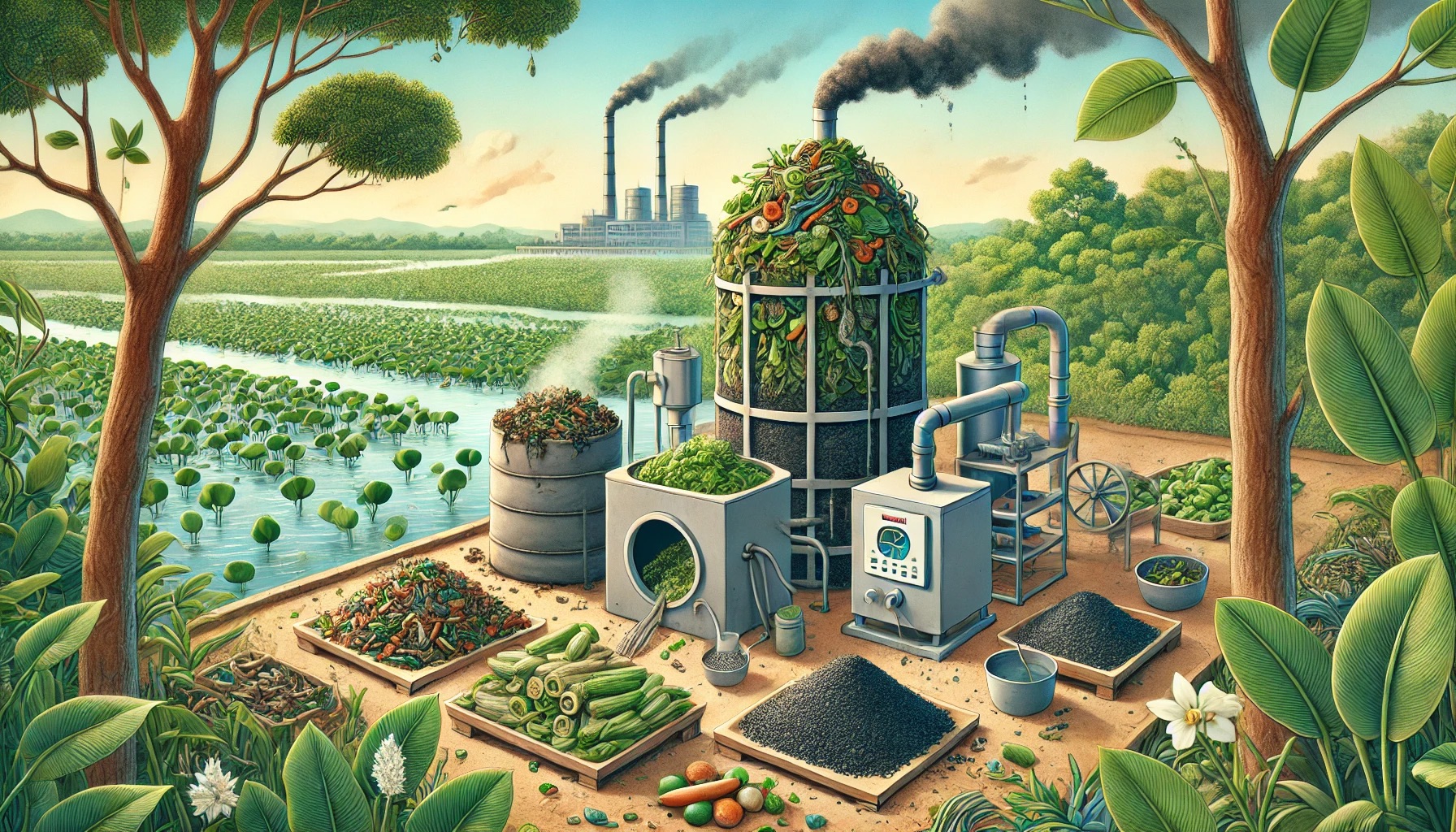 Biochar Production Using Kitchen Waste and Water Hyacinth