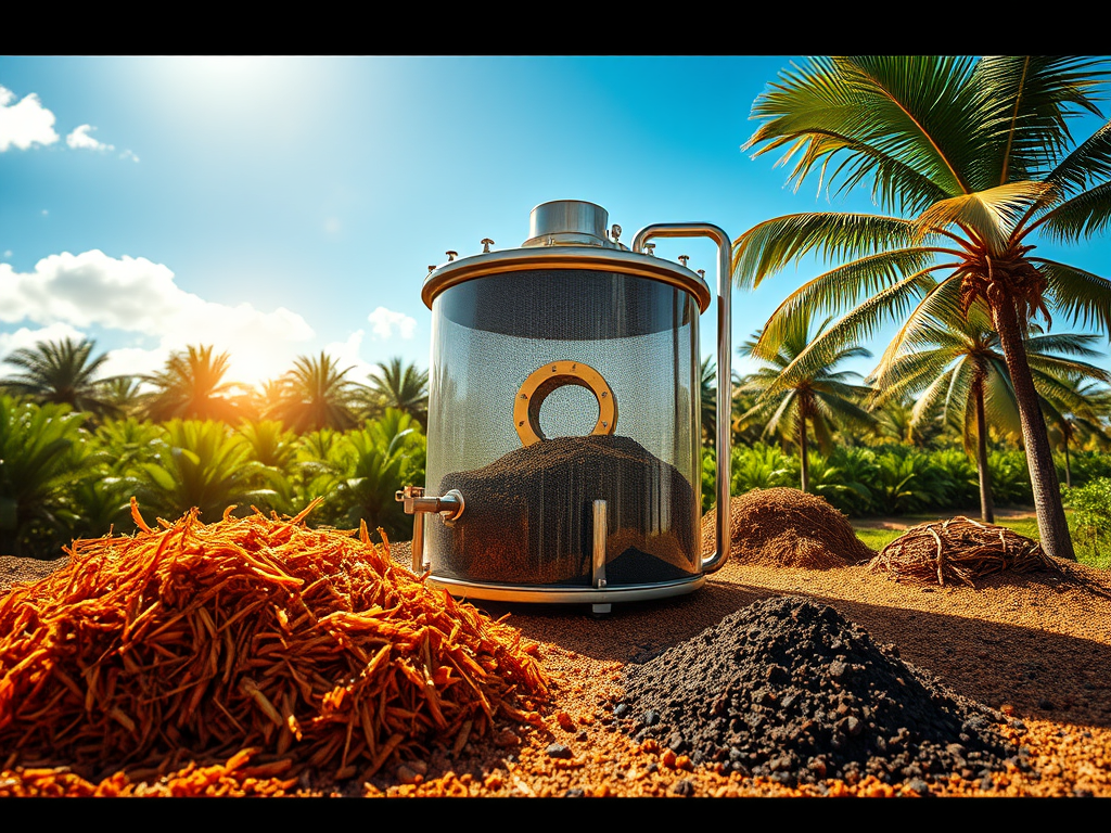Solar Pyrolysis Converts Palm Oil Waste into Biochar with 47.8% Thermal Stability