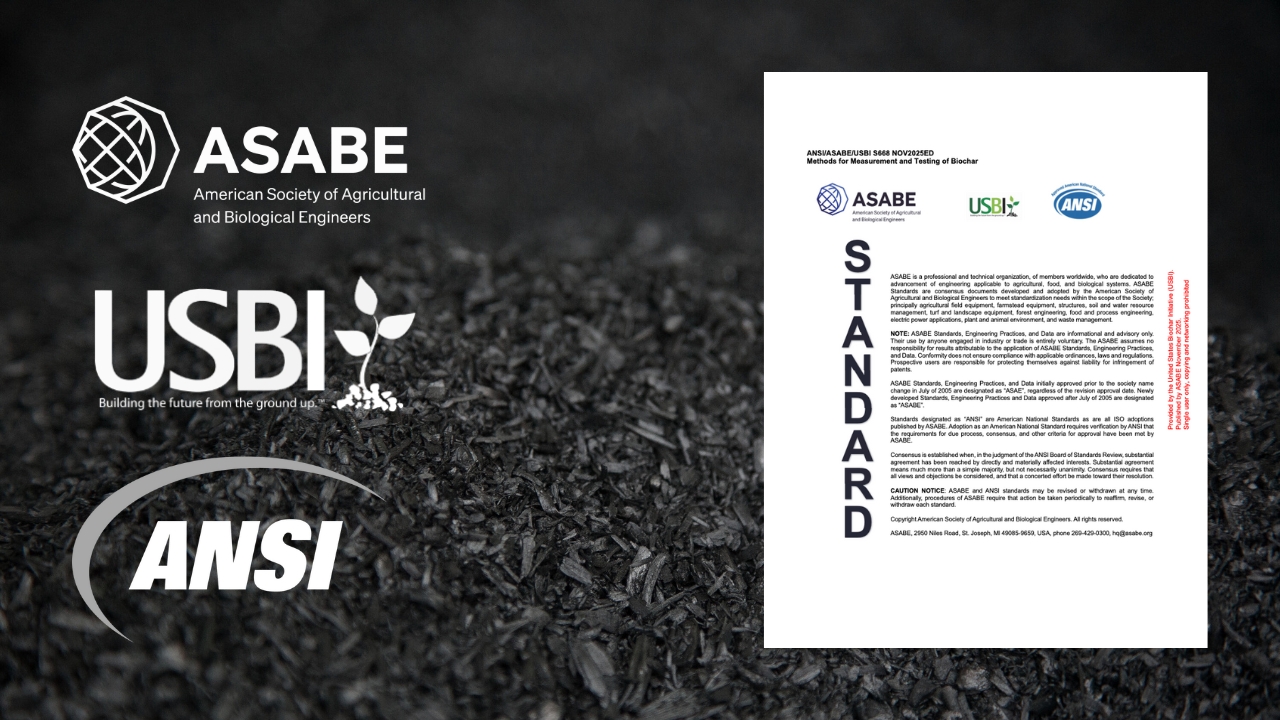 USBI and ASABE Release New Standard S668 to Streamline Biochar Analysis in North America