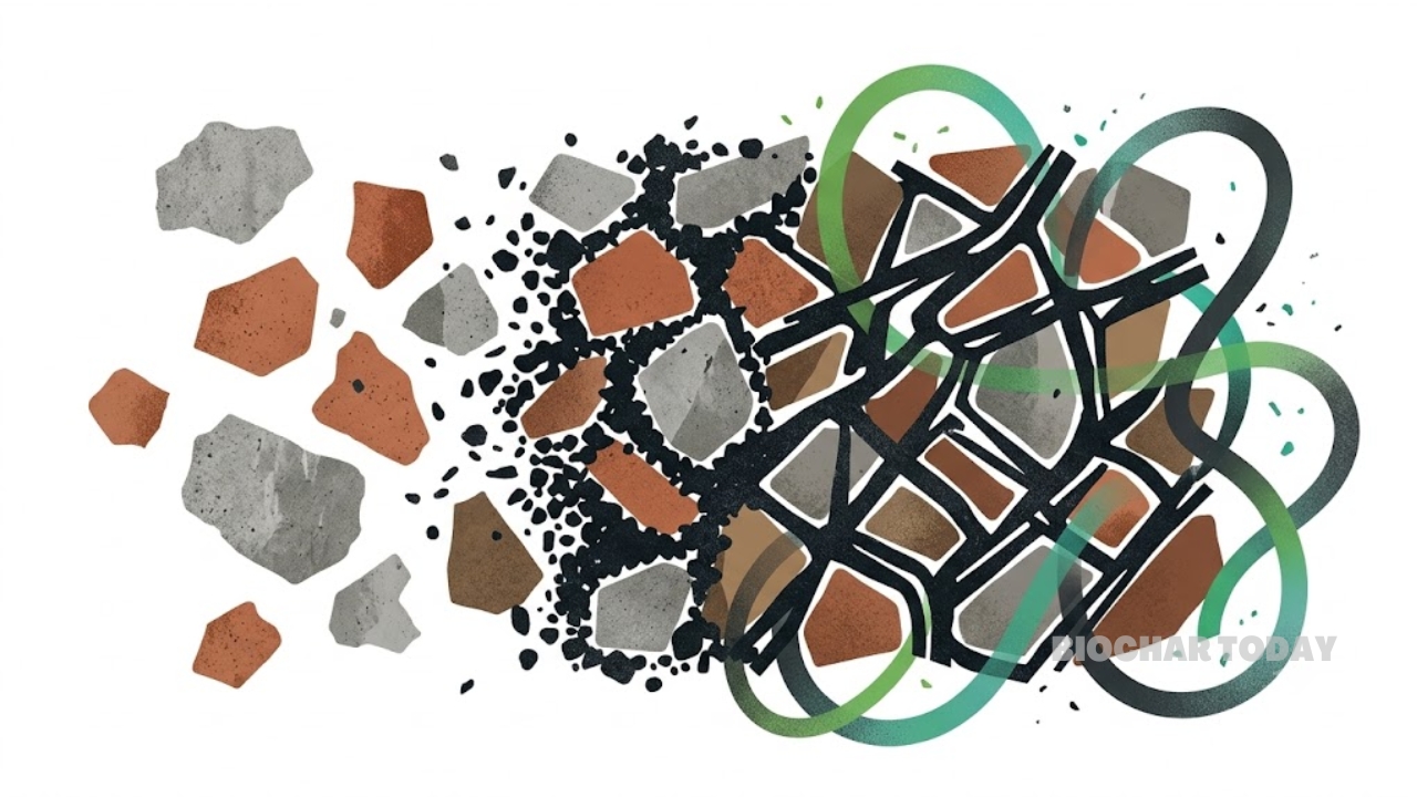 Modified Biochar Enhances Carbon Capture and Mechanical Strength in Construction Waste Aggregates